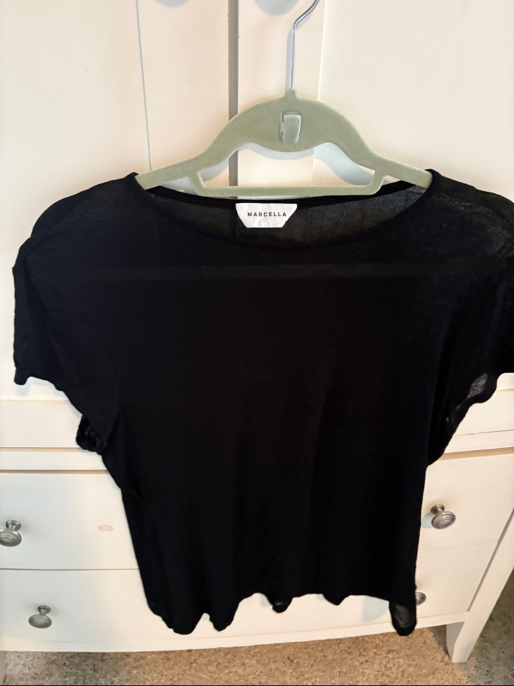 Marcella Sheer Black Short-Sleeve Crewneck Tee XXL NWOT